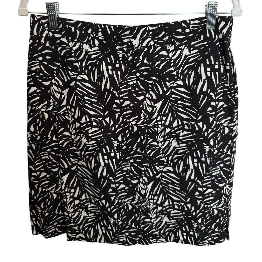 Jules & Leopold Spring Black & White Palm Leaf Print Skirt Womens Medium Linen